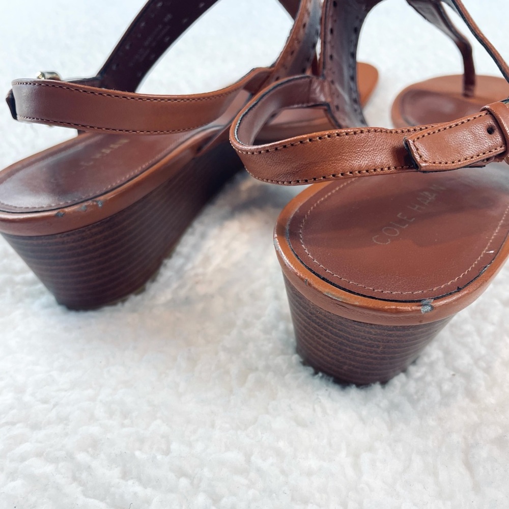 COLE HAAN • Brown Elsie Thong Wedge Sandals, 9 - Picture 14 of 16